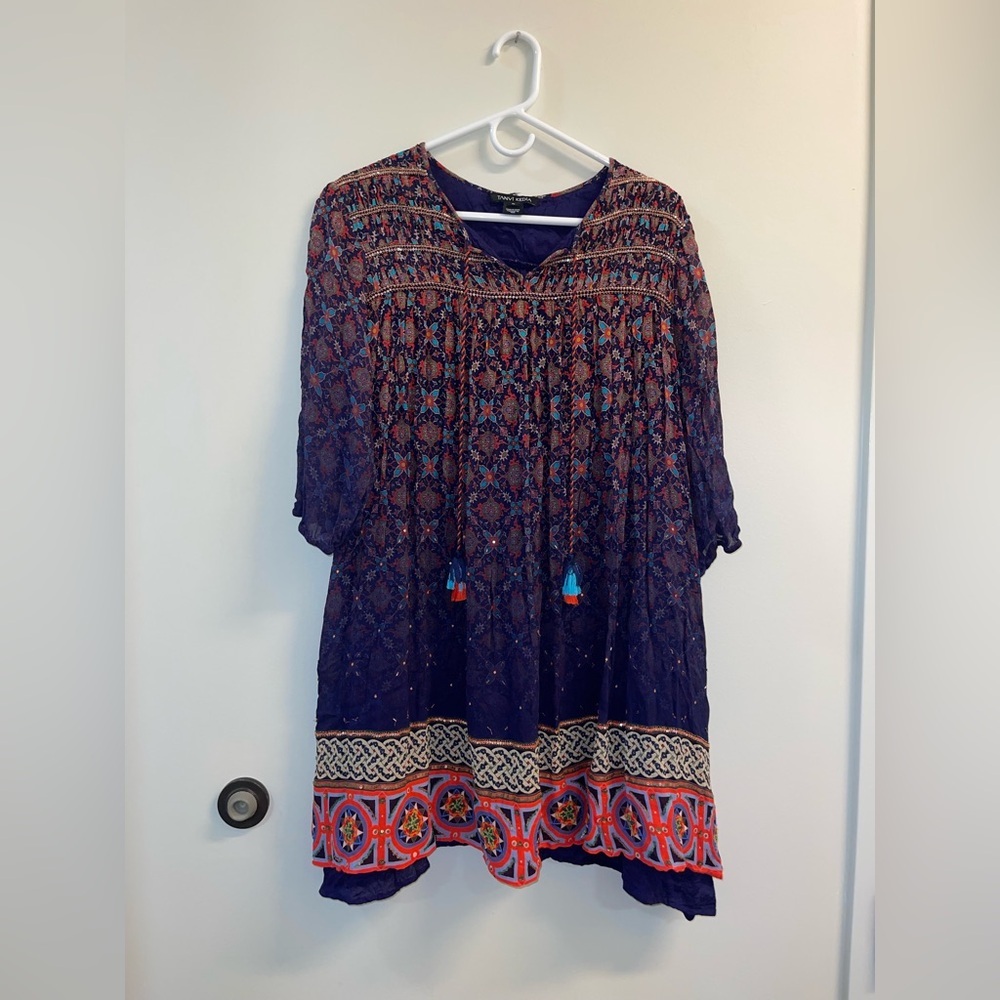 ANTHROPOLOGIE- Tanvi Kedia Corinna Tunic Dress Boho Beaded Tassel Mini - Picture 9 of 16